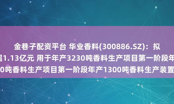 金巷子配资平台 华业香料(300886.SZ)：拟以简易程序定增募资不超1.13亿元 用于年产3230吨香料生产项目第一阶段年产1300吨香料生产装置